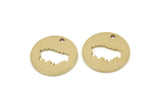 Brass Round Charm, Raw Brass Sheep Patterned Round Shaped Charms With 1 Hole, Findings (15x1.20mm) A2665
