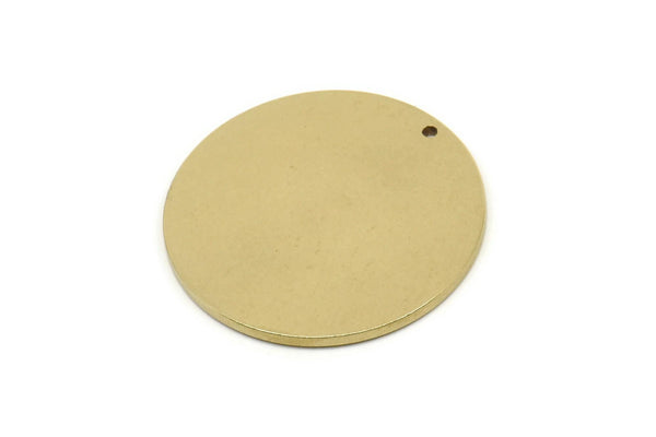 Pirinç Kabaşon Etiket, Ham Pirinç Kabaşon Etiketler, 1 Delikli Damgalama Etiketleri (32x1,5 mm) A0081