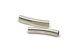 Silver Oval Tube, 8 Antique Silver Plated Brass Oval Tubes  (29x7.3x4.5mm) Sq32 BRC290