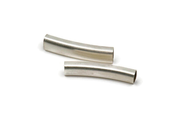 Silver Oval Tube, 8 Antique Silver Plated Brass Oval Tubes  (29x7.3x4.5mm) Sq32 BRC290