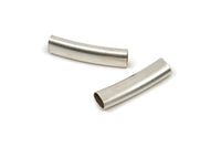 Silver Oval Tube, 8 Antique Silver Plated Brass Oval Tubes  (29x7.3x4.5mm) Sq32 BRC290