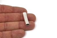 Silver Oval Tube, 8 Antique Silver Plated Brass Oval Tubes  (29x7.3x4.5mm) Sq32 BRC290
