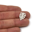 Silver Monstera Charm, 24 Antique Silver Plated Brass Monstera Leaf Charms With 1 Loop, Findings (22x13x0.30mm) D1662