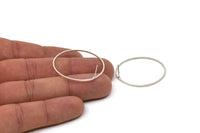 Silver Circle Earring, 6 Antique Silver Plated Brass Circle Stud Earrings (34.5x0.80mm) A3887 A6175