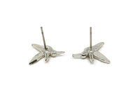 Silver Bird Earring, 4 Silver Tone Bird Stud Earrings (15x13mm) N1001
