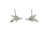 Silver Bird Earring, 4 Silver Tone Bird Stud Earrings (15x13mm) N1001