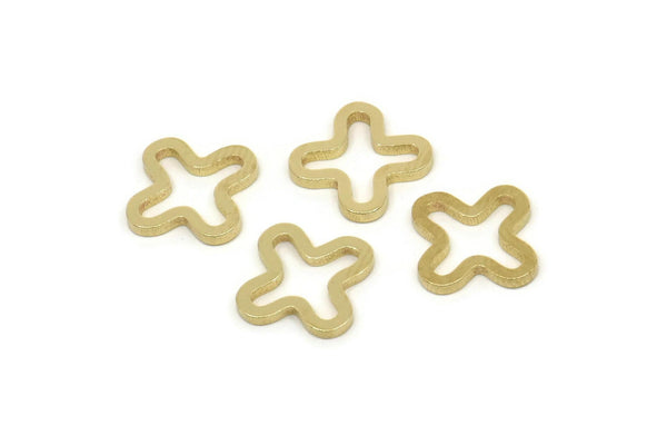 Pirinç Geometrik Konnektör, Ham Pirinç Artı Şekilli Konnektörler, Charm Bulguları (12x1,2 mm) A5549