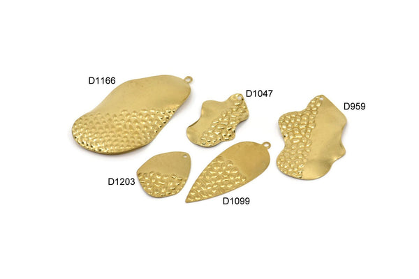 Brass Charm, Raw Brass Mixed Charms, Brass Wavy Charms, Irregular Charms, Findings D959-D1099-D1047-D1203-D1166