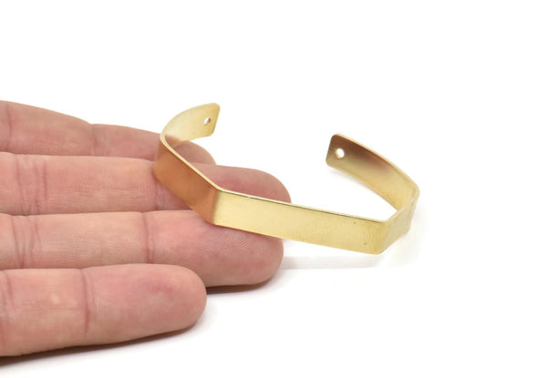 140mm Brass Cuff - 2 Raw Brass Cuff Bracelet Blank Bangles With 2 Holes  (140x8x1mm) BRC179