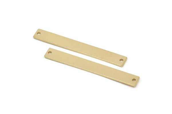 Pirinç Dikdörtgen Charm, 2 Delikli Ham Pirinç Dikdörtgen Şekilli Charmlar, Bağlantı Parçaları, Küpe Aksesuarları (41x5x1mm) A5833