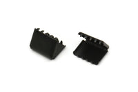 Black Ribbon Crimp, 12 Oxidized Black Brass Ribbon Crimp Ends (11mm) D0380