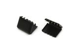 Black Ribbon Crimp, 12 Oxidized Black Brass Ribbon Crimp Ends (11mm) D0380