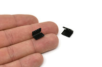 Black Ribbon Crimp, 12 Oxidized Black Brass Ribbon Crimp Ends (11mm) D0380