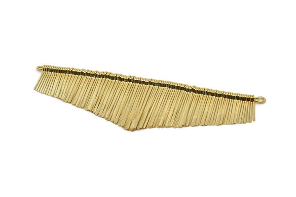 Brass Fringed Pendant, 1 Raw Brass Textured Fringed Trim Pendant With 2 Loops (166x49x5mm) N0230