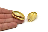 Brass Shell Earring, 2 Raw Brass Sea Shell Stud Earrings (45x27mm) BS 1853 A5795