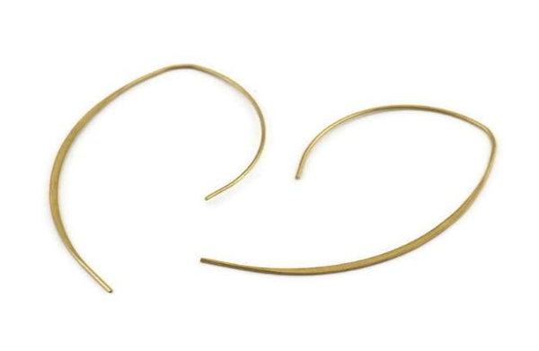 Brass Earring Wire, 24 Raw Brass Earring Wires (60x0.70mm) D1709