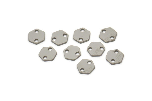 Çelik Petek Charm, 2 Delikli Paslanmaz Çelik Altıgen Charmlar, Bağlantı Parçaları (6x0,80 mm) A6254