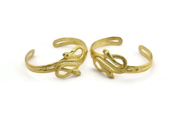 1 Pieces Raw Brass Snake Shaped Bracelet  N1779