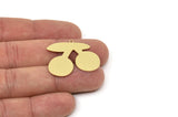Brass Cherry Charm, Raw Brass Cherry Charms With 1 Loop, Blanks, Findings (13/17/24x0.60mm) SMP2413