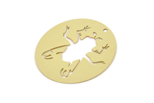 Brass Oval Charm, Raw Brass Insect Charms With 1 Hole (30x27x0.60mm) SMP2375