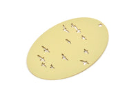 Pirinç Oval Charm, 1 Delikli Ham Pirinç Kuş Desenli Oval Şekilli Charmlar, Bulgular (40x28x0,60 mm) SMP2378