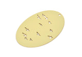 Pirinç Oval Charm, 1 Delikli Ham Pirinç Kuş Desenli Oval Şekilli Charmlar, Bulgular (40x28x0,60 mm) SMP2378
