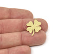 Brass Clover Charm, Raw Brass Clover Charms With 1 Loop, Blanks, Findings (25/30x0.60mm) SMP2418