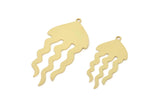 Brass Jellyfish Charm, Raw Brass Jellyfish Charms With 1 Loop, Blanks, Findings (30/40x0.60mm) SMP2420