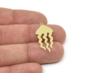 Brass Jellyfish Charm, Raw Brass Jellyfish Charms With 1 Loop, Blanks, Findings (30/40x0.60mm) SMP2420