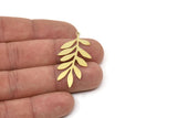 Brass Leaf Charm, Raw Brass Branch Charms With 1 Loop, Blanks, Findings (30/40x0.60mm) SMP2422