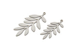 Steel Leaf Charm, Stainless Steel Branch Charms With 1 Loop, Blanks, Findings (30/40x0.80mm) SMP2422