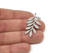 Steel Leaf Charm, Stainless Steel Branch Charms With 1 Loop, Blanks, Findings (30/40x0.80mm) SMP2422