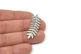 Steel Leaf Charm, Stainless Steel Branch Charms With 1 Loop, Blanks, Findings (30/40x0.80mm) SMP2423