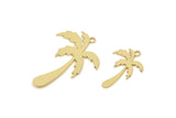 Brass Palm Charm, Raw Brass Palm Tree Charms With 1 Loop, Blanks, Findings (20/30x0.60mm) SMP2424