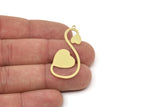 Brass Heart Charm, Raw Brass Heart Charms With 1 Loop, Blanks, Findings (30/40x0.60mm) SMP2425