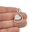 Steel Heart Charm, Stainless Steel Heart Charms With 1 Loop, Blanks, Findings (30/40x0.80mm) SMP2425