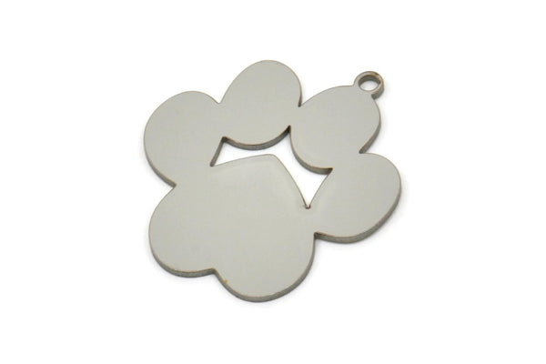 Steel Paw Charm, Stainless Steel Paw Shaped Charms With 1 Loop, Findings (24x22x0.80mm) SMP2429