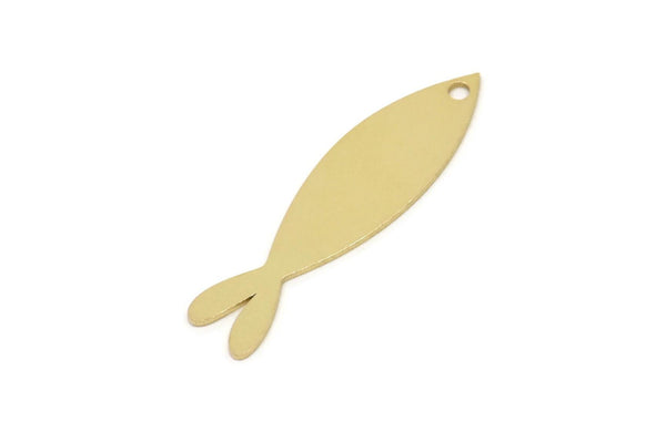 Brass Fish Charm, Raw Brass Fish Charms With 1 Hole, Findings (30x8x0.60mm) SMP2432