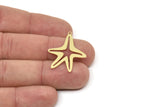 Brass Sea Star Charm, Raw Brass Sea Star Charms With 1 Loop, Blanks, Findings (30x15x0.60mm) SMP2437