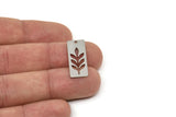 Steel Rectangle Charm, Stainless Steel Branch Patterned Rectangle Shaped Charms With 1 Hole, Findings (25x10x0.80mm) SMP2441