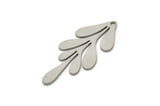 Steel Leaf Charm, Stainless Steel Branch Charms With 1 Loop, Charm Pendants (30x13x0.80mm) SMP2443 Y278