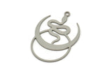 Steel Moon Charm, Stainless Steel Crescent Moon And Snake Shaped Charms With 1 Loop (30x21x0.80mm) SMP2446