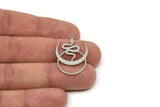 Steel Moon Charm, Stainless Steel Crescent Moon And Snake Shaped Charms With 1 Loop (30x21x0.80mm) SMP2446
