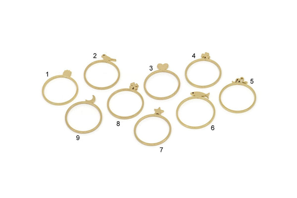 Brass Ring, Raw Brass Mixed Model Tiny Rings, Tiny Jewelry, Ring Findings SMP2438