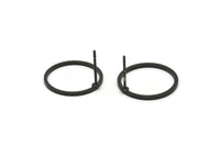 Siyah Daire Küpe, 8 Oksitlenmiş Siyah Pirinç Daire Küpe (16x1x1mm) BS 1098 A2379 Q0552