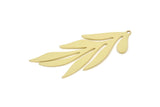 Brass Branch Charm, Raw Brass Leaf Charms With 1 Loop, Leaf Earrings (48x18.5x0.60mm) SMP2383