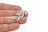 Steel Branch Charm, Stainless Steel Leaf Charms With 1 Loop, Charm Pendants (48x18.5x0.80mm) SMP2383