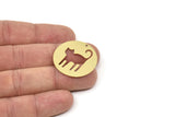 Brass Round Charm, Raw Brass Cat Charms With 1 Hole, Findings (30x0.60mm) SMP2384