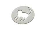 Steel Round Charm, Stainless Steel Cat Charms With 1 Hole, Findings (30x0.80mm) SMP2384
