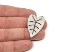 Steel Leaf Charm, Stainless Steel Leaf Charms With 2 Holes, Findings (41x24x0.80mm) SMP2385
